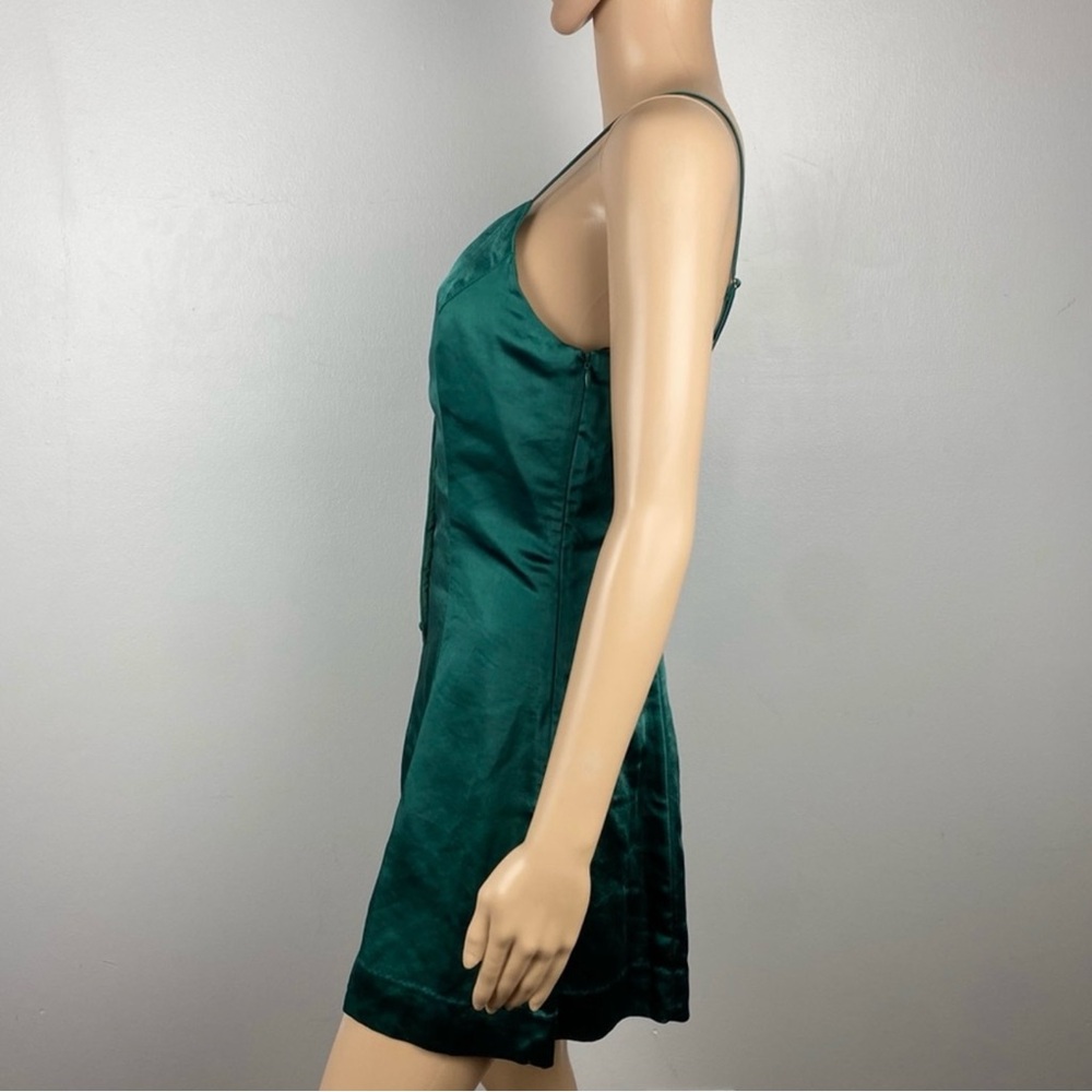 ENDLESS ROSE GREEN SATIN BUTTON FRONT ROMPER - Picture 4 of 8